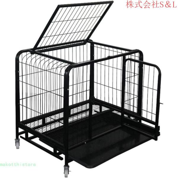 中、大型犬ケージ犬ケージ犬用サークル，ステンレス製室内広い犬キャスター付き，お留守番ケージ犬用窓付きドア付きS＆L犬小屋屋外犬舎通気性ペッ