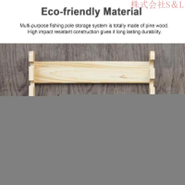 ロッドホルダーウォールマウント釣り竿ディスプレイラック、木釣り竿