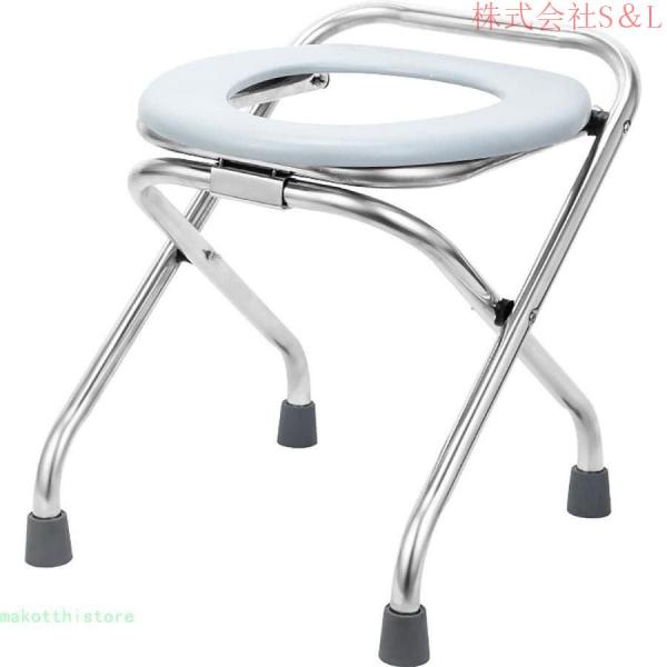 ポータブルトイレ，ポータブルトイレチェア，折り畳み式便器椅子ポータブル便座S＆Lシャワー便器椅子パッド入りシート付き軽量ベッドサイド便器簡単に移動高