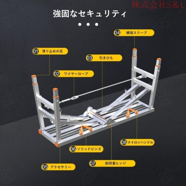 折りたたみ式足場台 四脚アジャスト式 立ち馬 洗車台 伸縮脚付脚立