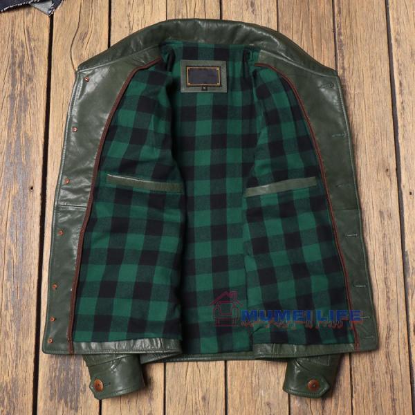 イタリア産ベジタブルタンニン鞣しヤギ革 レザージャケット 和風