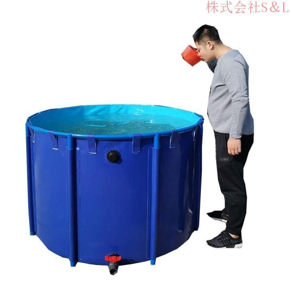 アップグレード ラウンド キャンバス 養魚池 プール大型水槽 立体養魚池 水槽 ホワイトスタンド付き スプライスしやすい株式会社S＆L 水を貯めやすい  魚のいる_3