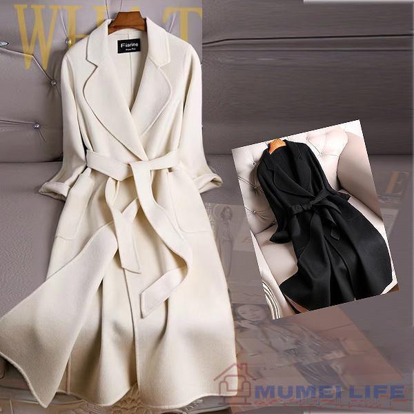 ウールリバーコート　ウール ロングコート　カシミヤ入り　ダブルフェイスコート　株式会社S＆L 一枚仕立て　ホワイト　ブラック　大人