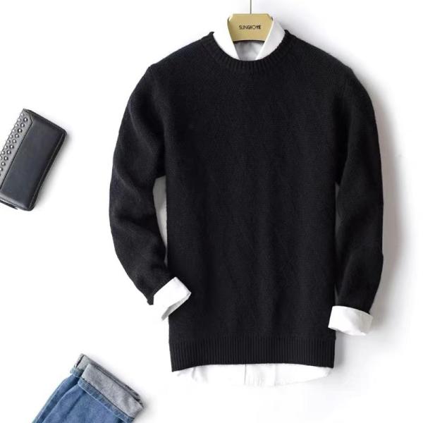 秋冬 暖かいズボン メンズ シンプル厚手カシミヤ　株式会社S＆L ニットセーター　ブルー S~3XL 秋冬 暖かいズボン メンズ シンプル厚手カシミヤ 株式会社S＆L ニット