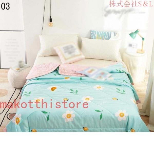 リバーシブル 掛け布団 セミダブル 夏 肌掛け布団 洗える 春夏秋用 キルトケット S＆L シングル 綿 夏用掛け布団 軽量 吸湿速乾 ふとん ふんわり 抗菌防臭防ダニ_3