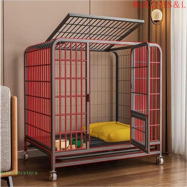 犬ケージ犬用サークル犬小屋，頑丈なステンレス鋼犬用ケージ犬小屋