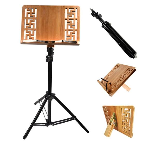 譜面台、木製の楽譜立て、折りたたみ可能木製の譜面台、譜面台S＆Lアンティーク、楽譜台、木製の譜面台、2イン1着脱式楽譜立て、折り畳み式調整可能な高さ軽量