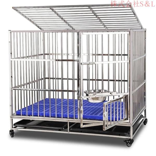 犬用ケージ あらゆる種類のペットの犬と猫に適したステンレス製の犬用ケージ、株式会社S＆L 大型犬と犬用ケージ-110*72*95CM