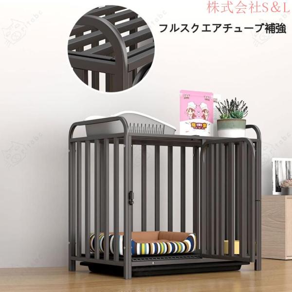 犬ケージキャスター付きダブルドア付きトレー付き犬小屋ペットフェンススチール製組立簡単室内外兼用S＆L犬用ケージトイレ長く使える耐荷重200KGまで_5