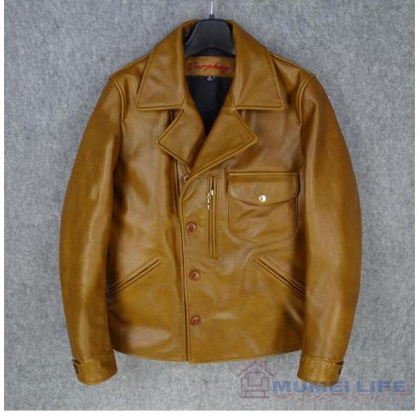 新品★カウハイド 復刻50's ドライビングコート レザージャケット ナチュラルブラウン 株式会社S＆L カーコート ブレーキマン オイルレザー 牛革