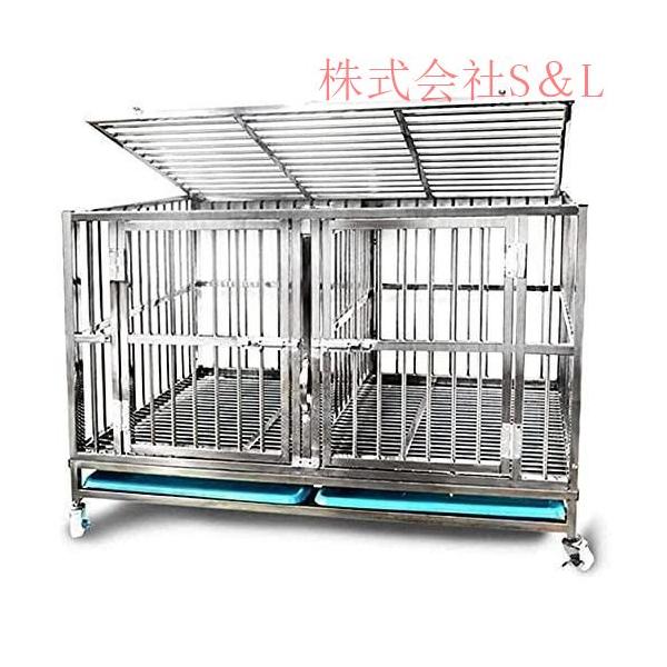 犬小屋 犬用ケージ ブレーキ付ヘビーデューティメタル犬小屋ペット