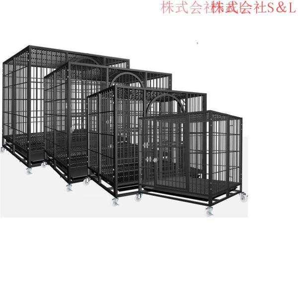 ペットケージ 鉄製 犬檻 犬小屋 ケージ ペットサークル ドッグケージ ペットフェンス 株式会社S＆L 大型 中型犬用 ペット用品 ダブルドア キャスター付き_1