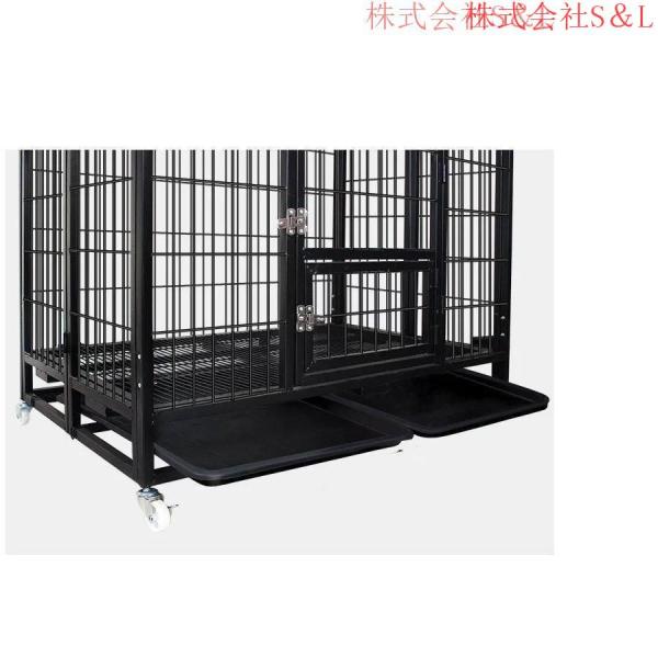 ペットケージ 鉄製 犬檻 犬小屋 ケージ ペットサークル ドッグケージ ペットフェンス 株式会社S＆L 大型 中型犬用 ペット用品 ダブルドア キャスター付き_11