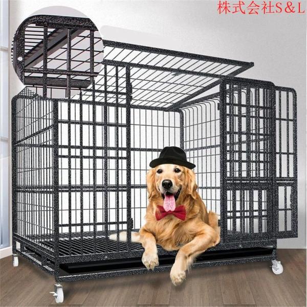 ペットケージ 鉄製 犬檻 犬小屋 ケージ ペットサークル ドッグケージ ペットフェンス 株式会社S＆L 大型 中型犬用 ペット用品 ダブルドア キャスター付き_13