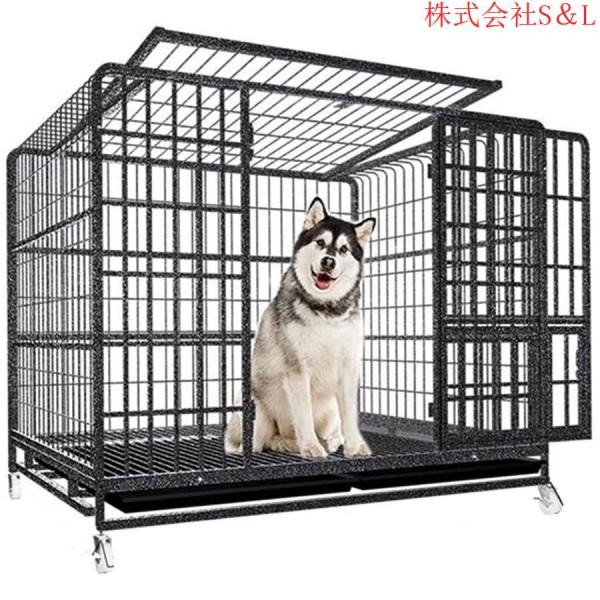ペットケージ 鉄製 犬檻 犬小屋 ケージ ペットサークル ドッグケージ ペットフェンス 株式会社S＆L 大型 中型犬用 ペット用品 ダブルドア キャスター付き_14