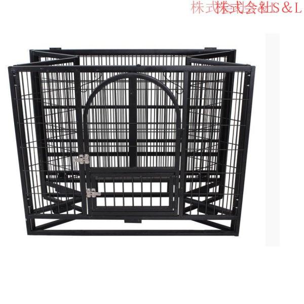 ペットケージ 鉄製 犬檻 犬小屋 ケージ ペットサークル ドッグケージ ペットフェンス 株式会社S＆L 大型 中型犬用 ペット用品 ダブルドア キャスター付き_9