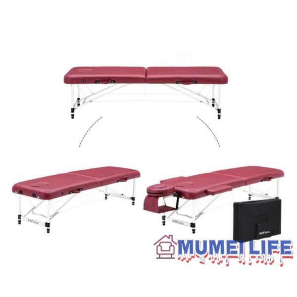 折りたたみ マッサージベッド 軽量 (アルミ?有孔) 長さ185×幅70×高さ48?72cm 整体ベッド ポータブルベッド マッサージ台 施術ベッド 施術台