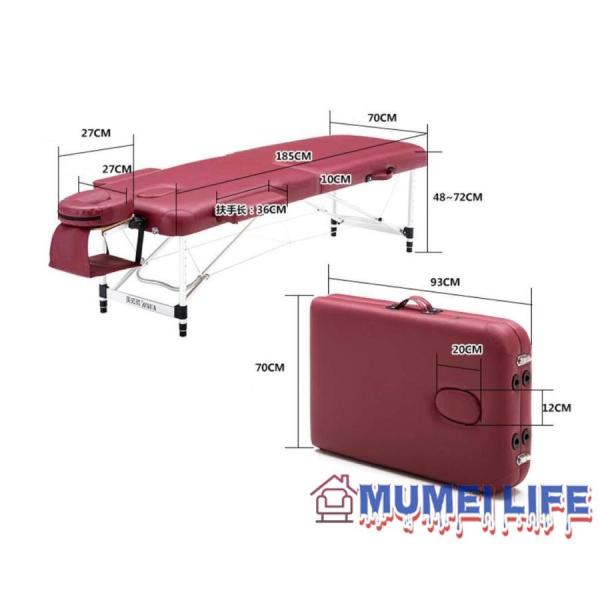 折りたたみ マッサージベッド 軽量 (アルミ?有孔) 長さ185×幅70×高さ48?72cm 整体ベッド ポータブルベッド マッサージ台 施術ベッド 施術台
