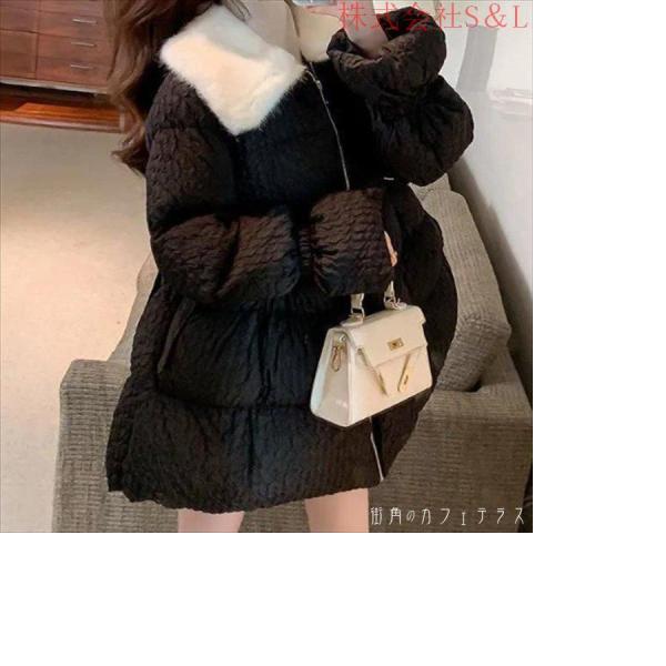 アウター ジャケット 羽織り 2色 ダウンジャケット ロング 袖あり 長袖 Vネック フレア Aライン ファー かわいい 株式会社S＆L大人可愛い 綺麗 シンプル アウター ジャケット 羽織り 2色 ダウンジャケット ロング 袖あり 長袖