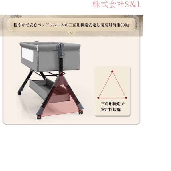 ベビーベッド 折りたたみ 多機能 添い寝 高さ調整3段階 マットレス付 収納バッグ 蚊帳付 揺りかご 看護板株式会社S＆L オムツ交換台 持ち_12