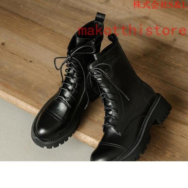レディース ブーツ シューズ 8ホール 革靴 皮靴 本革 レースアップ クラシック S＆L トレッキング シューズ 通気性 アウトドア 日常着用 安定感有通勤通学 4.5cm