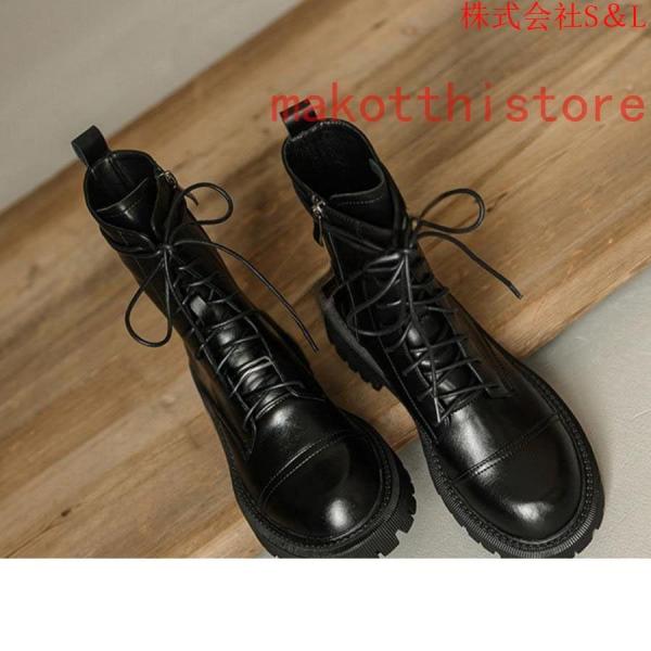 レディース ブーツ シューズ 8ホール 革靴 皮靴 本革 レースアップ クラシック S＆L トレッキング シューズ 通気性 アウトドア 日常着用 安定感有通勤通学 4.5cm