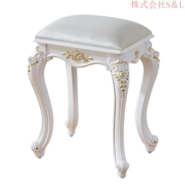 ドレッサーチェア 化粧椅子イス 鏡台用 家庭用 椅子のみ スツール チェア ドレッサーチェア 白株式会社S＆L 木製 猫足 アンティーク