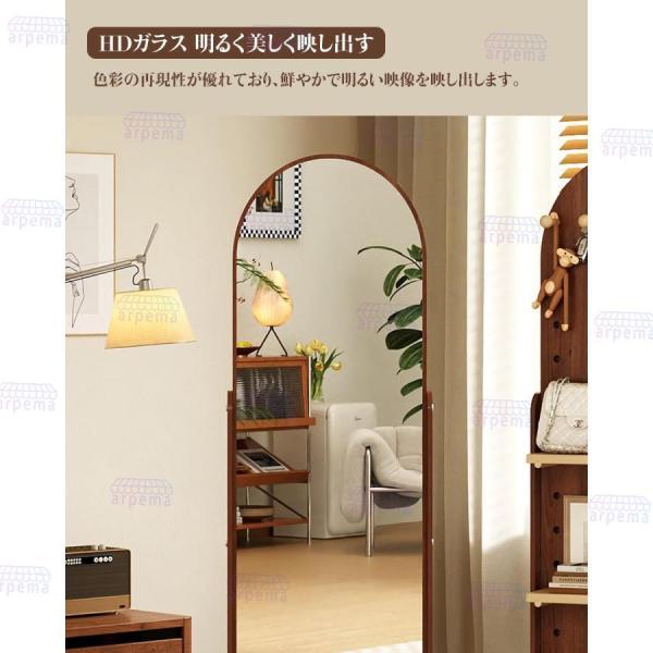 回転式スタンドミラー全身鏡収納北欧姿見鏡おしゃれ大型ミラー木製飛散防止