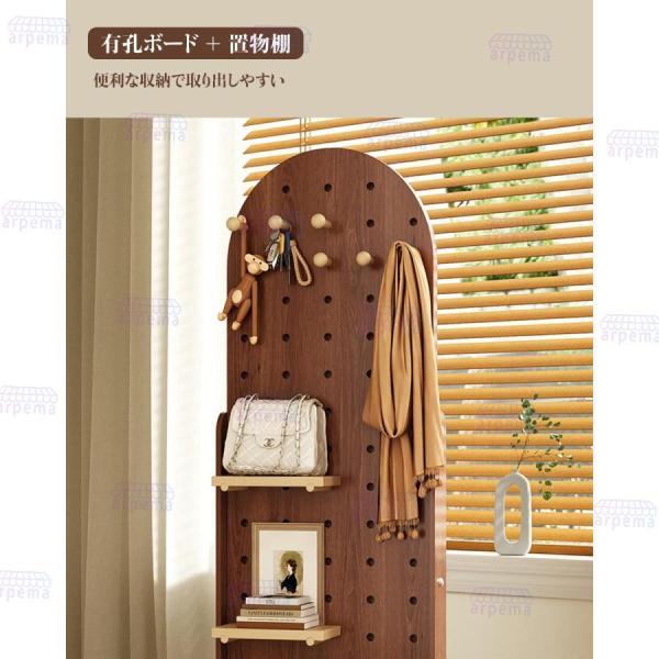 回転式スタンドミラー全身鏡収納北欧姿見鏡おしゃれ大型ミラー木製飛散防止