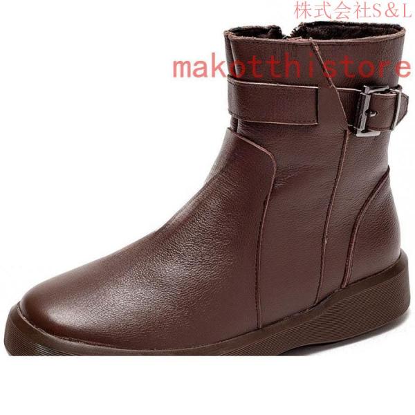 レディースショートブーツぺたんこアンクルブーツ春秋冬防寒滑り止め