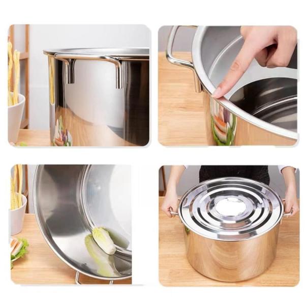 シチューポット煮込み料理深型ステンレスおでんのです鍋そばゆで釜茹麺鍋セットパスタ揚げステンレス製水切りS＆L麺器カレー鍋パスタ鍋寸胴鍋フック付_4