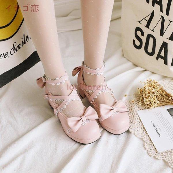 ロリータ 靴 レディース ハイヒールパンプス コスプレ ストラップ