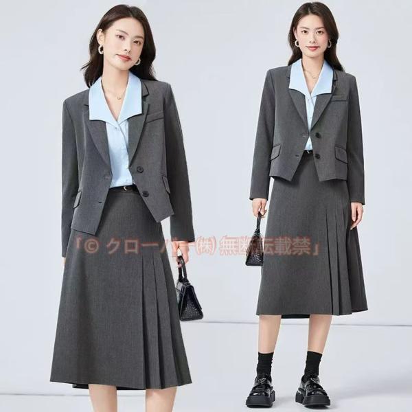 スカートスーツ レディーススーツ フレアスカートスーツ 大きいサイズ 面接 オフィス 入学式 クローバー株式会社 スーツ 母 お宮参り