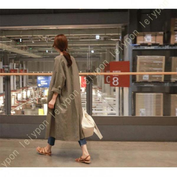 トレンチコート レディース ロング スプリングコート 長袖 薄手 ノー