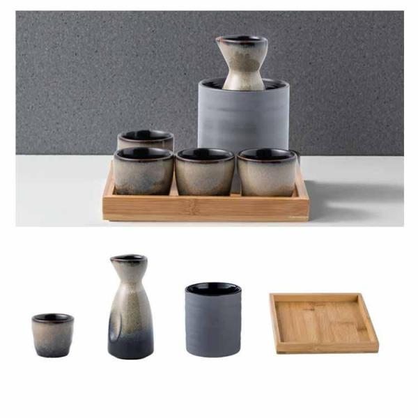 おちょこセット 木製トレー付き おちょこ セット おしゃれ 7点セット セラミック 徳利