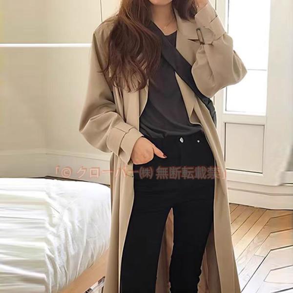 スプリングコート トレンチコート レディース 秋服 春 ロング Aライン クローバー株式会社 ベルト付き オシャレ 着痩せ アウター 韓国風 通勤 オシャレ OL 30代 40代 50代 50代