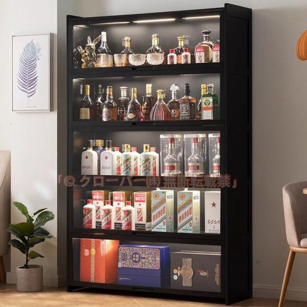 \"ウイスキーラック\"　スチールバーカート　3段　メッシュ棚　アイアン家具 ウイスキーラック