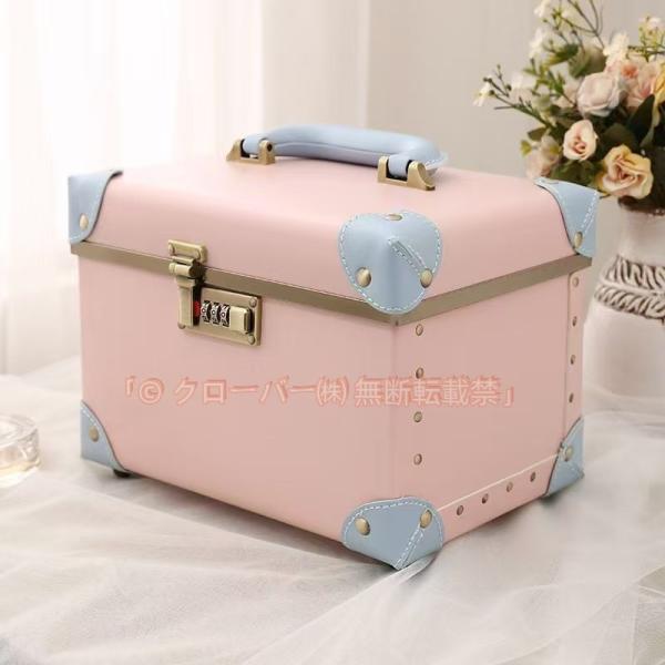 コスメボックス トレンチケース mサイズ 鏡付き 化粧品収納ボックス メイクボックス コスメボックス クローバー株式会社 大容量 革製 持ち運び 鏡付き かわいい おしゃれ 15インチ