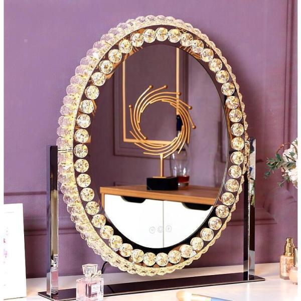 女優ミラー おしゃれ クリスタル 三色調光?無段階調光 LEDライト付き ドレッサー ハリウッドミラー 化粧鏡 女優鏡 卓上ミラー LEDミラー スタンドミラー 女優ミラー おしゃれ クリスタル 三色調光?無段階調光 LEDライト付き