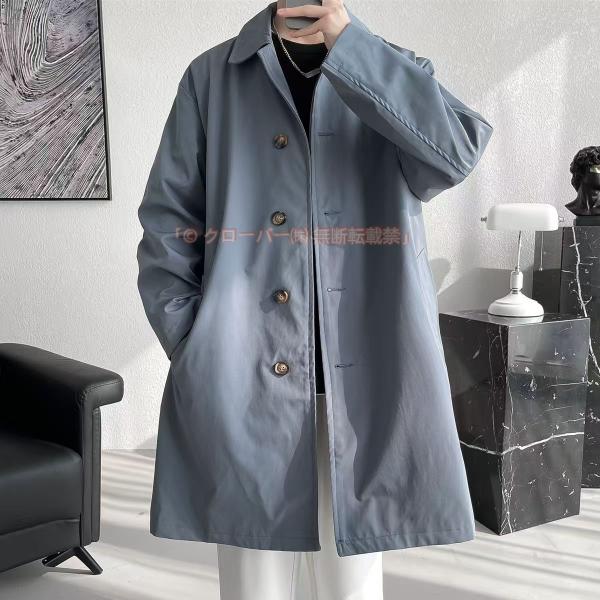 スプリングコート メンズ 春 アウター コート ステンカラーコート メンズ クローバー株式会社 ビジネス ロングコート ジャケット ビジネスコート 無地 カジュアル 折り襟 おしゃれ