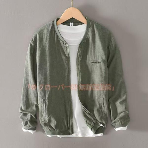 ジャケット サマージャケット メンズ リネン スタジャン 麻ジャケット 無地 クローバー株式会社 アウター 薄手 ミリタリー 春 夏 秋 綿麻ジャケット お兄系