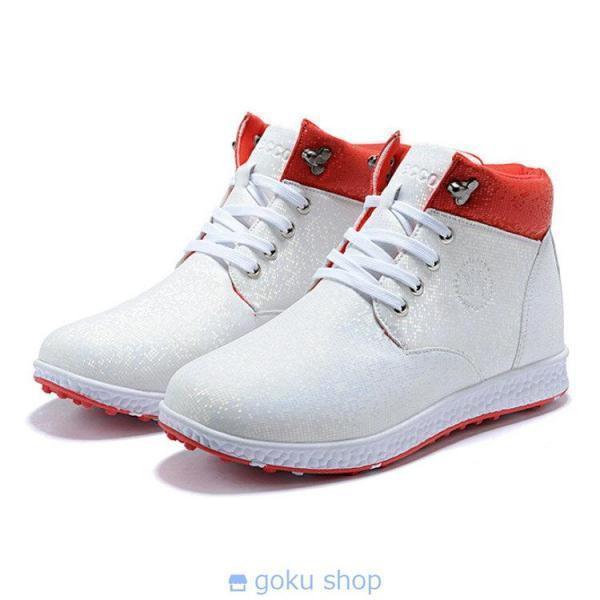 ゴルフシューズ スパイク レディース 23.0~25.5ｃｍ ホワイト おしゃれ ハイカット クローバー株式会社