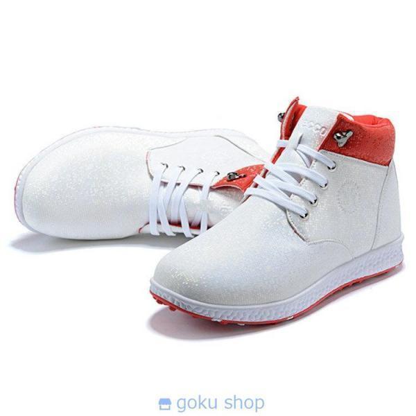 ゴルフシューズ スパイク レディース 23.0~25.5ｃｍ ホワイト おしゃれ ハイカット クローバー株式会社