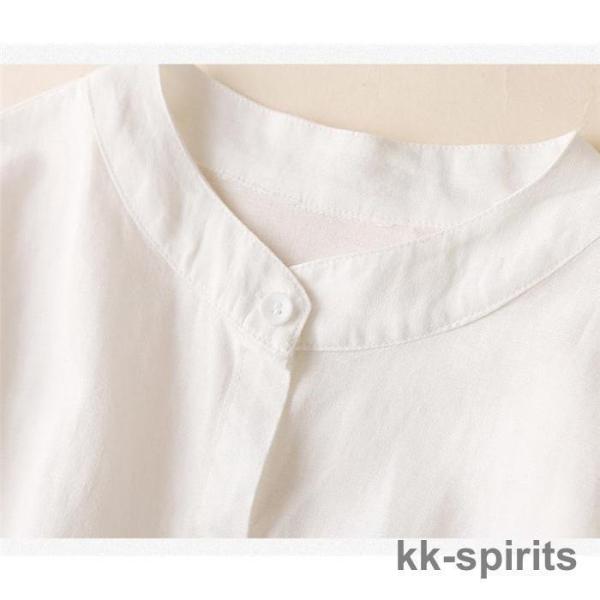 シャツ シャツワンピース レディース 前開き スリット チュニック 綿麻