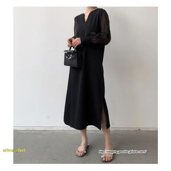 ワンピース レディース 夏物 シフォン 切り替えワンピース ロング
