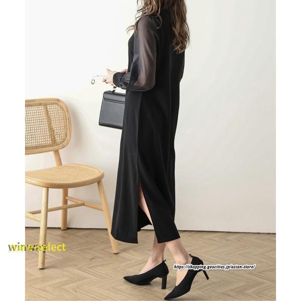 ワンピース レディース 夏物 シフォン 切り替えワンピース ロング