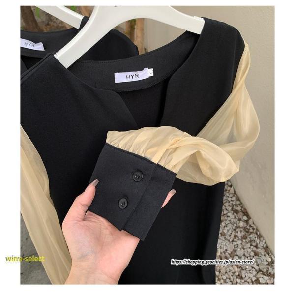 ワンピース レディース 夏物 シフォン 切り替えワンピース ロング