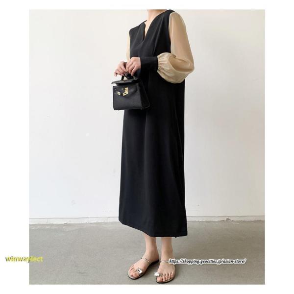 ワンピース レディース 夏物 シフォン 切り替えワンピース ロングワンピース ミモレ丈 クローバー株式会社 袖透け感 スリット オフィス 30代40代50代 ママ 入学式 卒業式 ワンピース レディース 夏物 シフォン 切り替えワンピース ロング