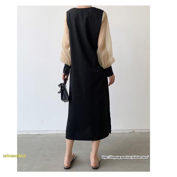 ワンピース レディース 夏物 シフォン 切り替えワンピース ロング