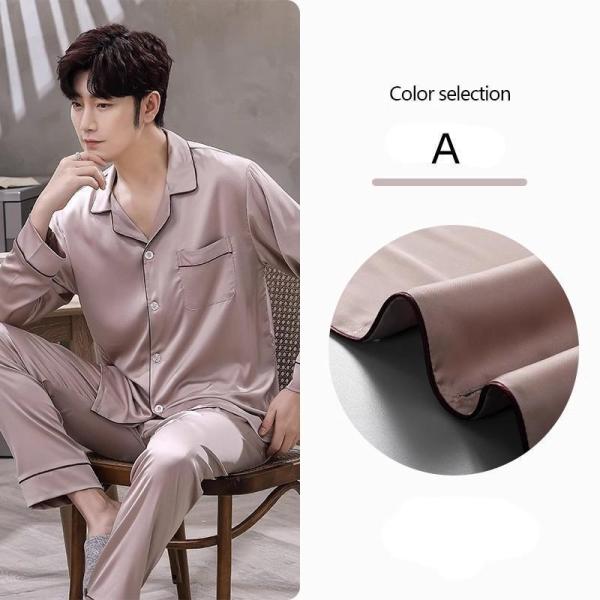シルク パジャマ メンズ 上下セット 保湿 長袖 長ズボン クローバー